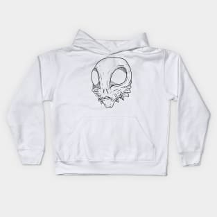 Scary Alien Monster Horror Black Lineart Kids Hoodie